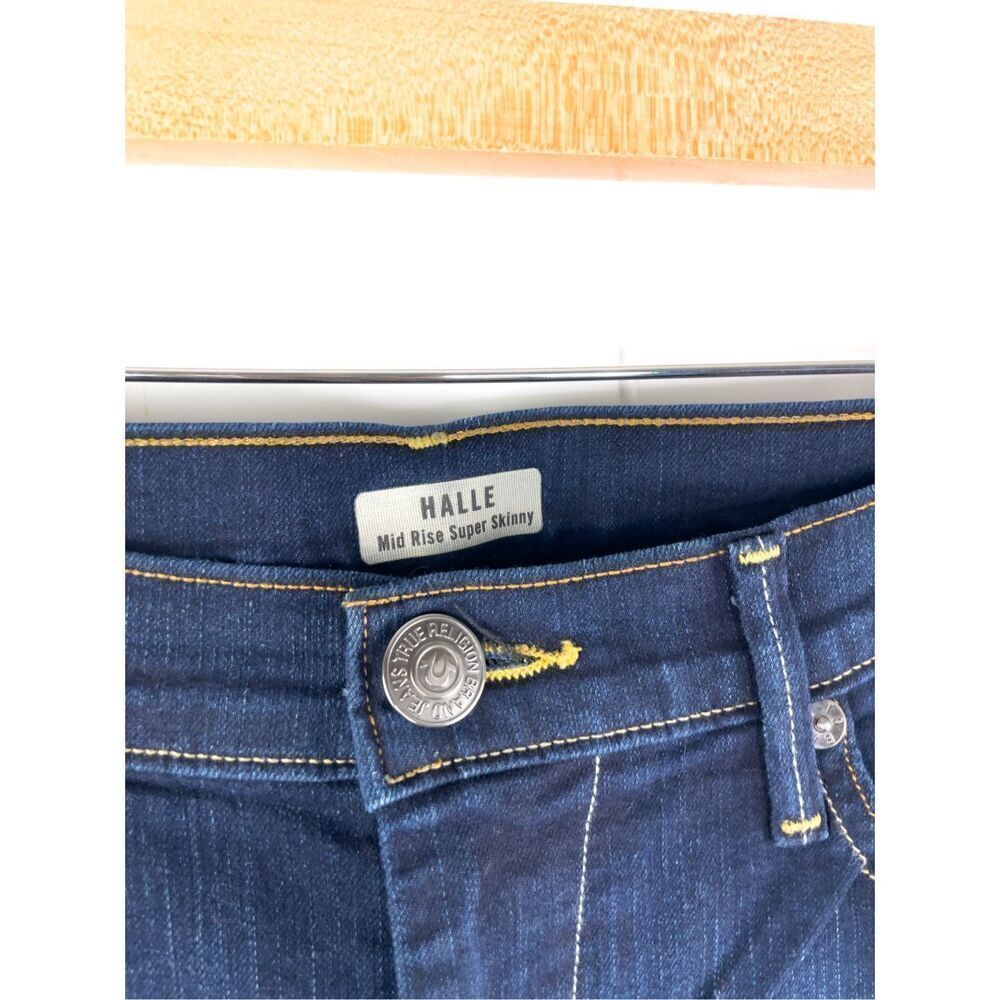 True Religion Halle Mid Rise Super Skinny Jeans Button Pockets Size 28 - Picture 3 of 14